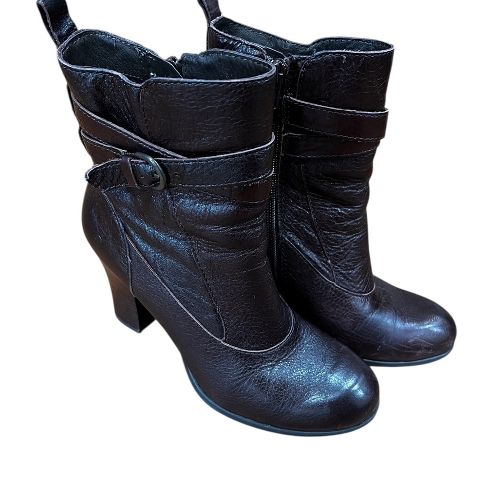 Born Chyler Brown Leather Heeled Boots-7 - Picture 6 of 12